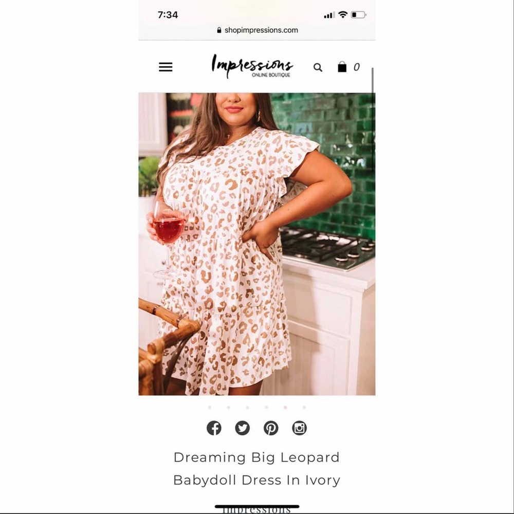 White/Tan Leopard Babydoll Dress